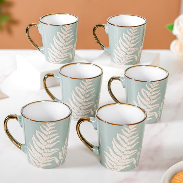 Floral Coffee Mug Set of 6 Sage Blue 200ml