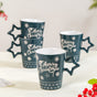 Merry Christmas Set Of 4 Cups With Star Handle Green 300ml - Coffee mugs, ceramic mug set, coffee mug set, christmas mugs