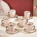 Textured Ceramic Cup And Saucer Set Of 6 Pink 250ml