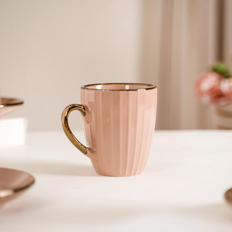 Nori Cup and Saucer Set Of 6 Champagne Pink 250ml - Tea cup set, tea cups, coffee cups, ceramic tea cups, cups and saucers, cup and saucer set