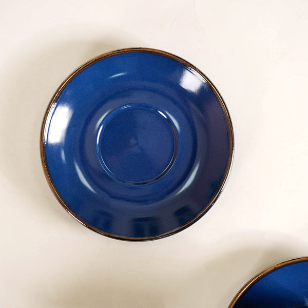 Gold Detailed Cup And Saucer Set Of 6 Blue 250ml