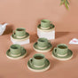 Earthy Clay Cup And Saucer Set Of 6 Sage Green 100ml - Tea cup set, tea cups, coffee cups, ceramic tea cups, cups and saucers, cup and saucer set