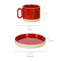 Chic Minimalist Tea Cup And Saucer Set Of 6 Maroon 100ml - Tea cup set, tea cups, coffee cups, ceramic tea cups, cups and saucers, cup and saucer set