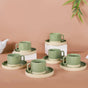 Earthy Clay Cup And Saucer Set Of 6 Sage Green 100ml - Tea cup set, tea cups, coffee cups, ceramic tea cups, cups and saucers, cup and saucer set