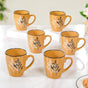 Filter Coffee Mug Set of 6 Mustard Ochre 250ml - Coffee mugs, coffee mug set, ceramic coffee mugs, printed coffee mugs