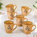 Leaf Printed Coffee Mug Set of 6 Mustard 250ml