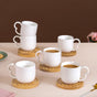 Modern Art Deco Ceramic Cup Set Of 6 With Coasters 180ml