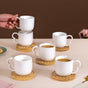 Modern Art Deco Ceramic Cup Set Of 6 With Coasters 180ml