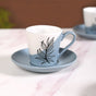 Serene Tropics Ceramic Tea Cup And Saucer Set Of 4 Blue 225ml