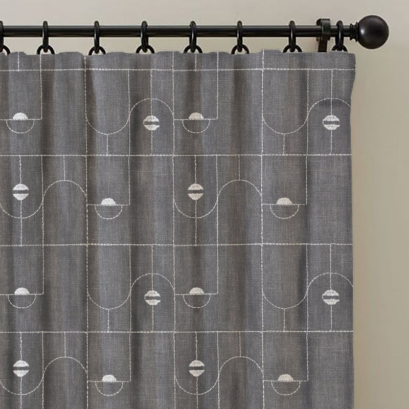 Mystic Grey Embroidered Door Curtain Set Of 2 84x54 Inch