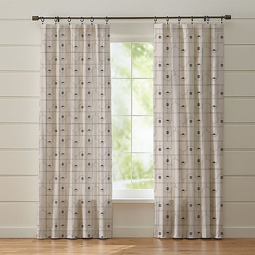 Classic Beige Full Length Embroidered Curtain Set Of 2 84x54 Inch