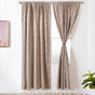 Classic Beige Full Length Embroidered Curtain Set Of 2 84x54 Inch