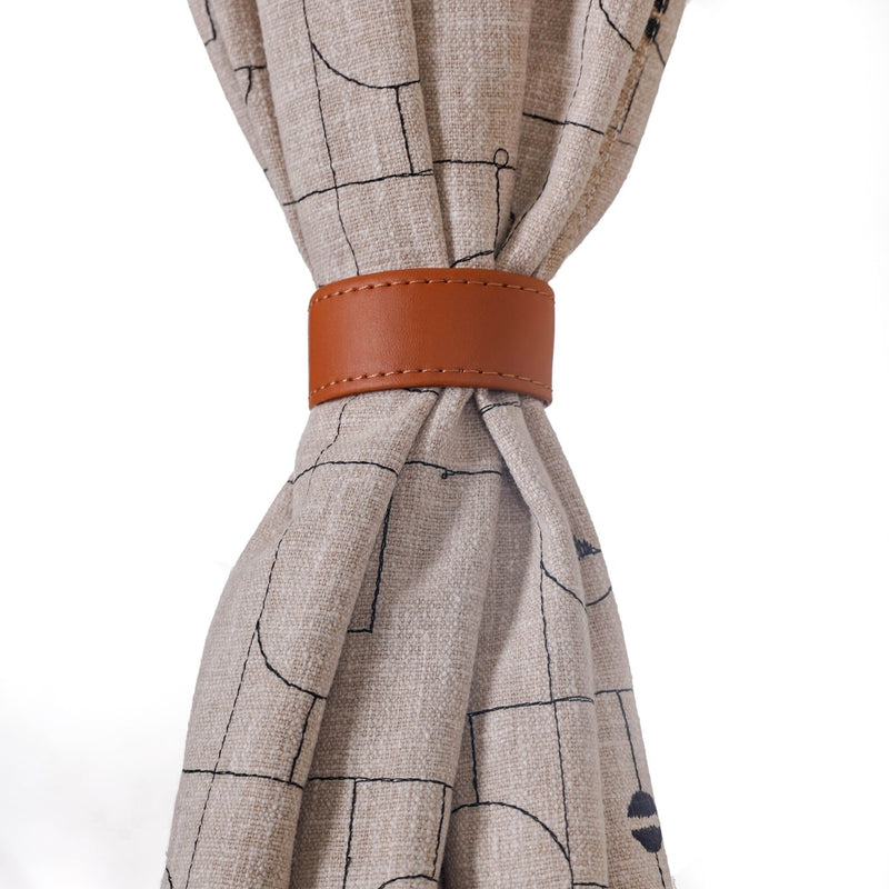 Classic Beige Full Length Curtain Set Of 2 7x4.5 Feet