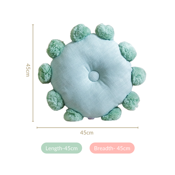 Pom Pom Round Cushion Mint Green 17 Inch