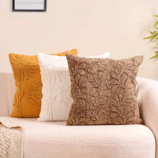 Handwoven Earth Tones Cushion Cover Set Of 3 16x16 Inch