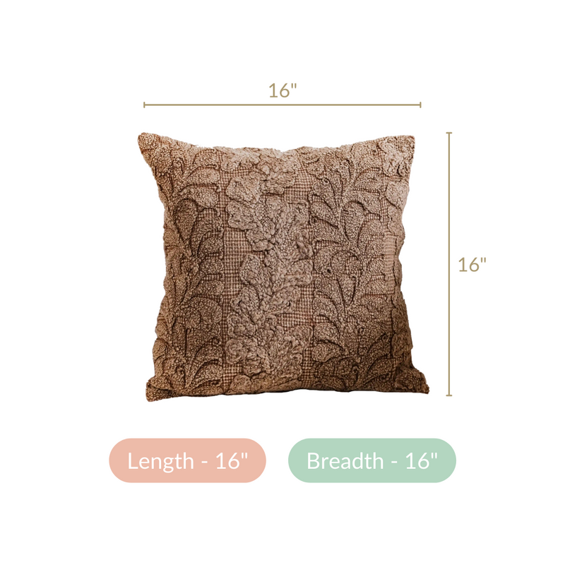 Handcrafted Soft Cotton Cushion Cover Brown 16x16 Inch