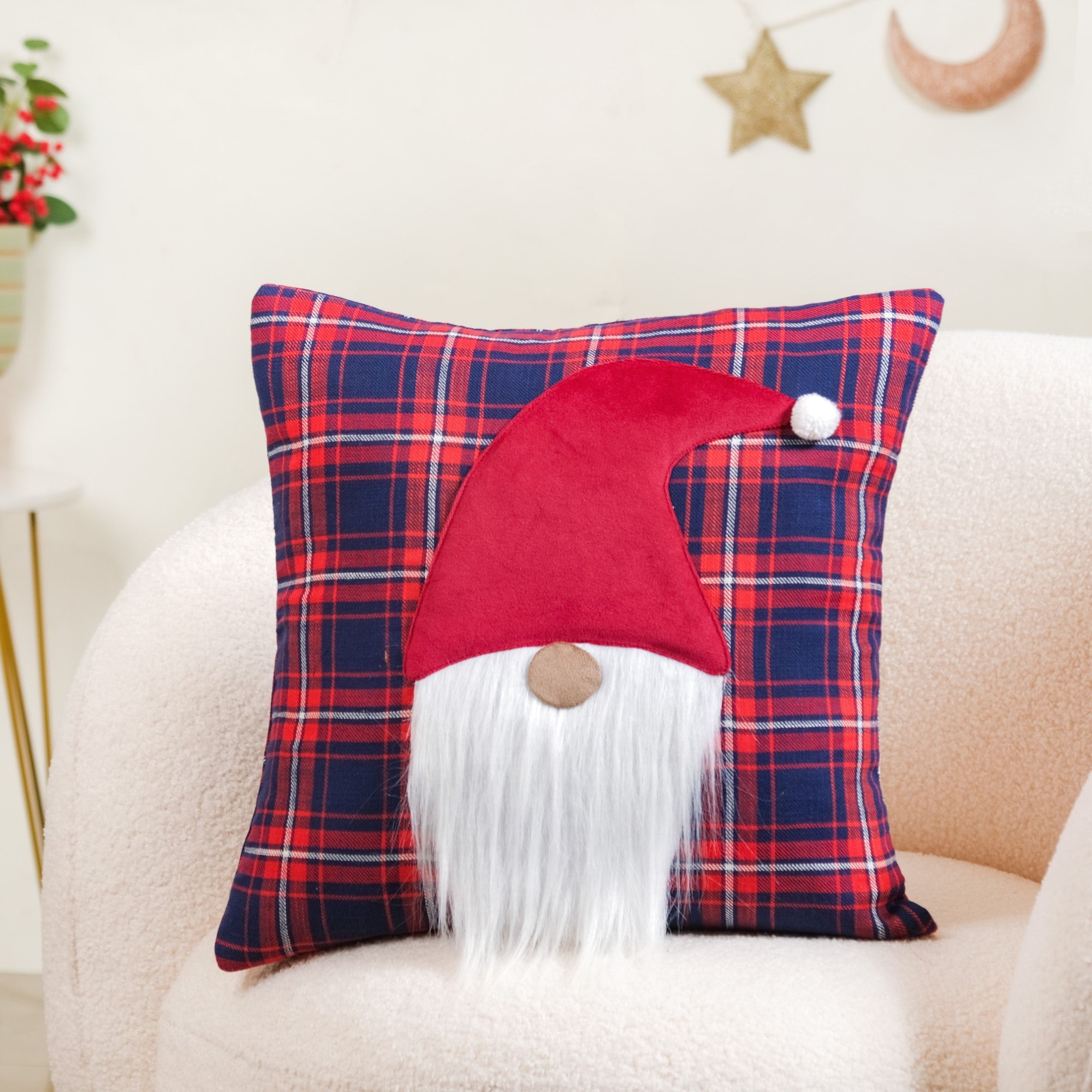 Hand Tufted Christmas Pillow Cover,embroidered Santa Cushion Cover