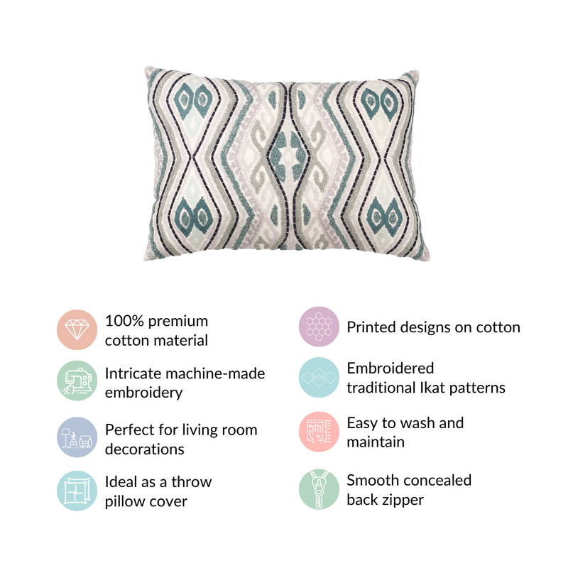 Aztec Embroidery Couch Cushion Cover 20x14 Inch