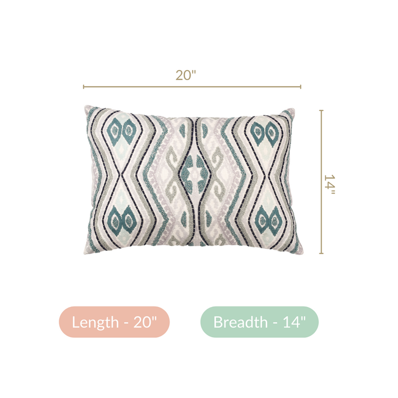 Aztec Embroidery Couch Cushion Cover 20x14 Inch