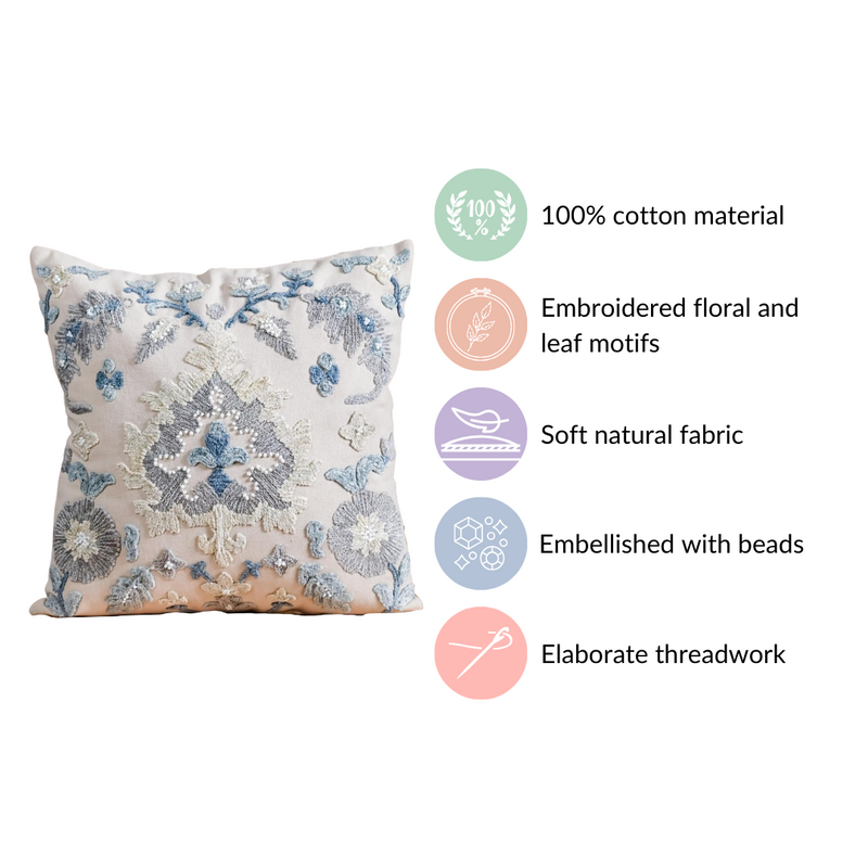 Beaded Cushion Cover For Home Decor 16x16 Inch