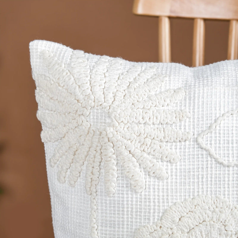 Embroidered Cushion Cover For Home Off-White 16x16 Inch