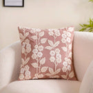 Linen Cushion Cover With Threadwork Pink 16x16 Inch