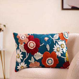 Applique Embroidery Velvet Cushion Cover 20x14 Inch