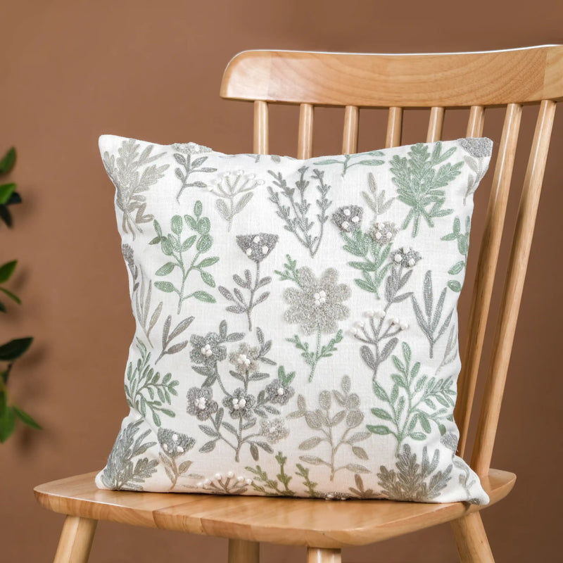 Set Of 2 Cotton Cushion Cover With Floral Embroidery