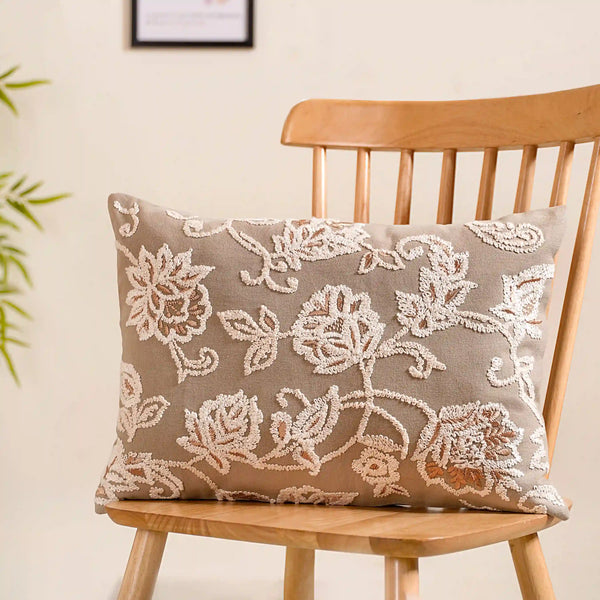 Artisanal Embroidered Couch Cushion Cover 20x14 Inch