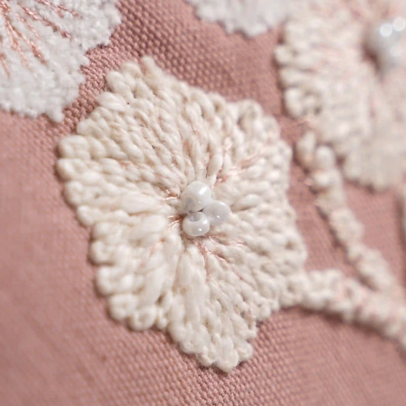 Cotton Cushion Cover With Threadwork Pink 16x16 Inch