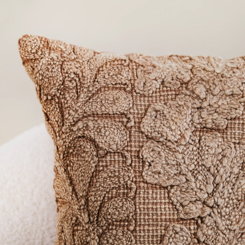 Handcrafted Soft Cotton Cushion Cover Brown 16x16 Inch