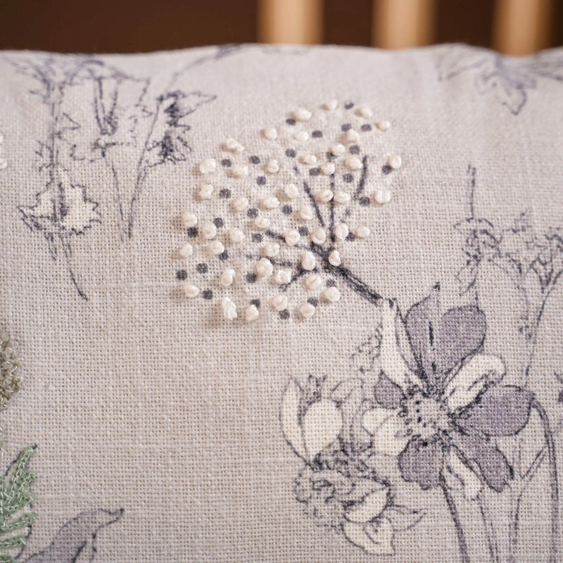 Set Of 2 Floral Threadwork Cotton Cushion Covers