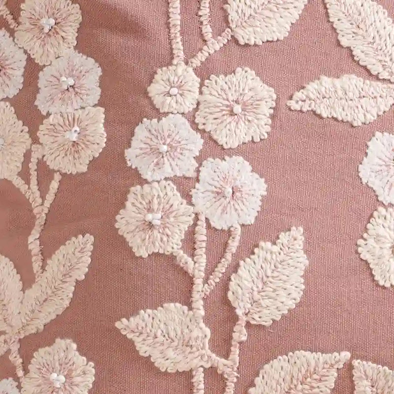 Cotton Cushion Cover With Threadwork Pink 16x16 Inch