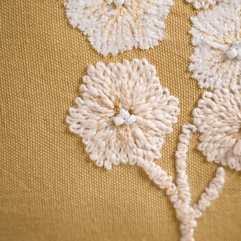 Threadwork Cotton Cushion Cover Yellow 16x16 Inch