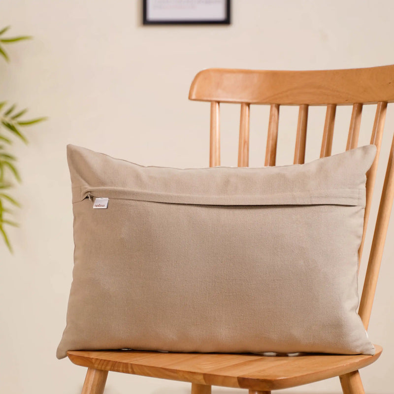 Artisanal Embroidered Couch Cushion Cover 20x14 Inch