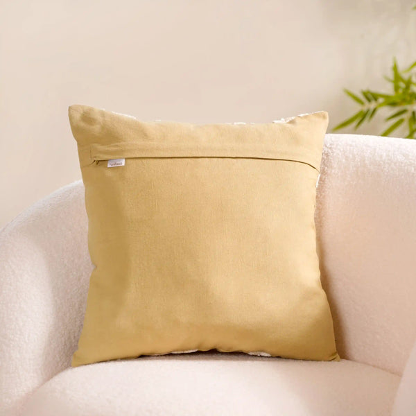 Threadwork Cotton Cushion Cover Yellow 16x16 Inch