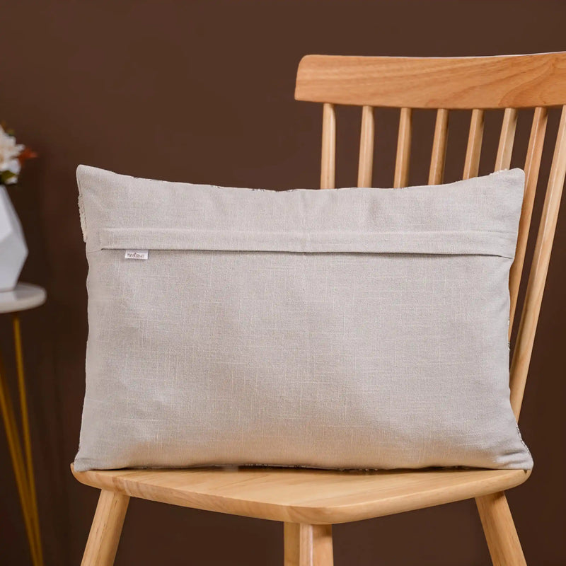 Cotton Threadwork Throw Pillow Cover 20x14 Inch