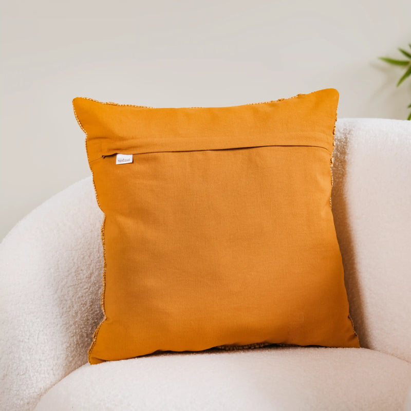 Hand-Emroidered Sofa Cushion Cover Yellow 16x16 Inch