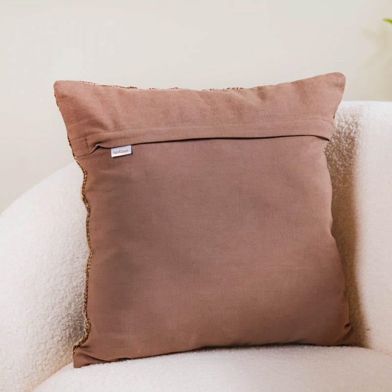Handcrafted Soft Cotton Cushion Cover Brown 16x16 Inch
