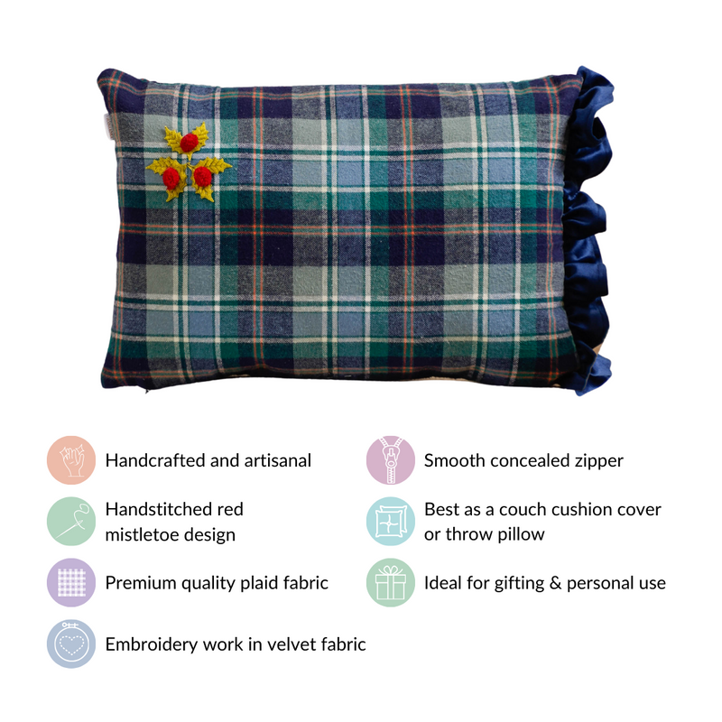 Mistletoe Blue Throw Pillow Cover 18x12 Inch