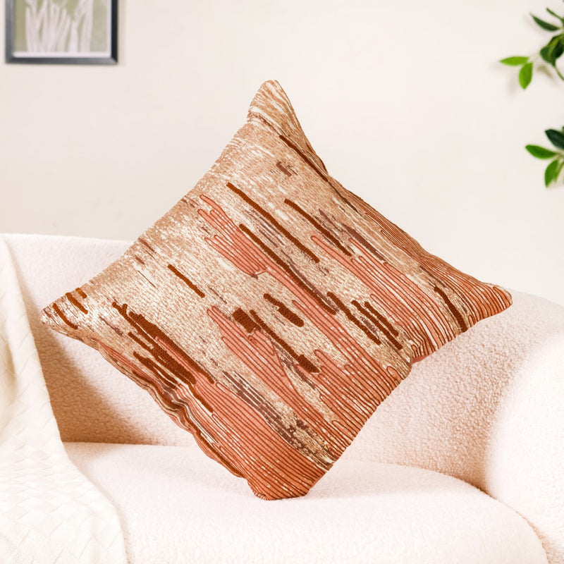 Golden Foil Modern Embroidered Cushion Cover 16x16 Inch