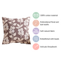 Floral Beadwork Cushion Cover Purplish Brown 16x16 Inch