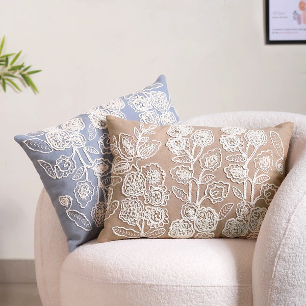 Hand-Embroidered Throw Pillow Cover Set Of 2