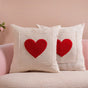 Set Of 2 Love Heart Linen Cushion Cover With Pocket 16x16 Inch