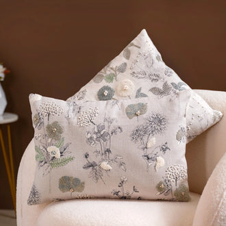 Set Of 2 Floral Threadwork Cotton Cushion Covers