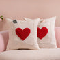 Set Of 2 Love Heart Linen Cushion Cover With Pocket 16x16 Inch