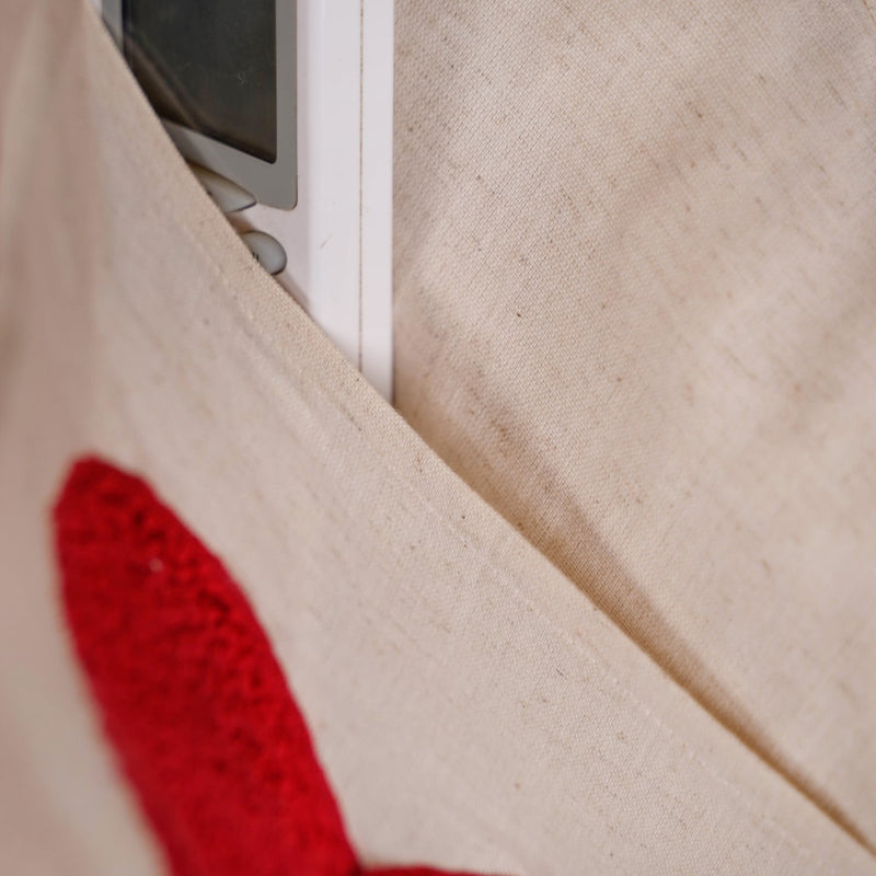 Set Of 2 Love Heart Linen Cushion Cover With Pocket 16x16 Inch