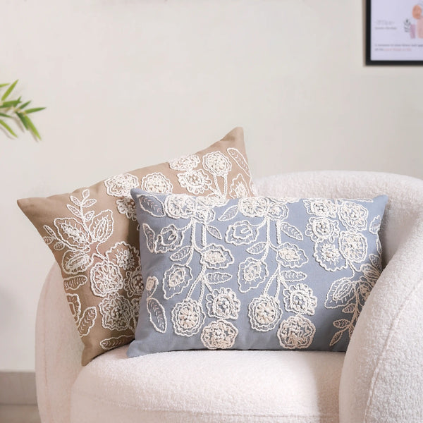 Hand-Embroidered Throw Pillow Cover Set Of 2