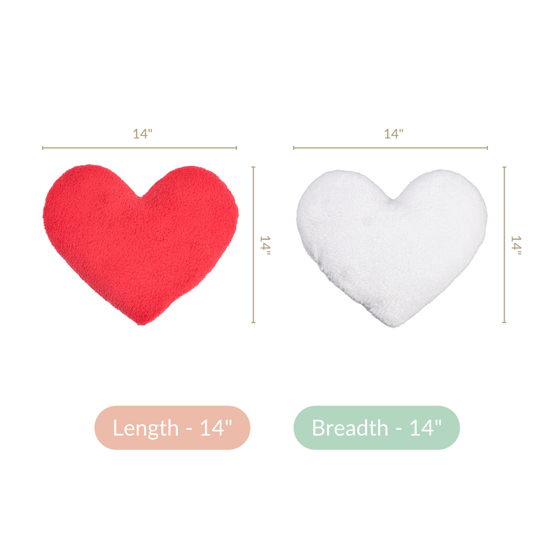 Heart Shape Cushion Set Of 2 Plushy Red White 14x14 Inch