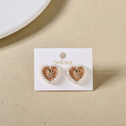 Cute Teddy Heart Studs